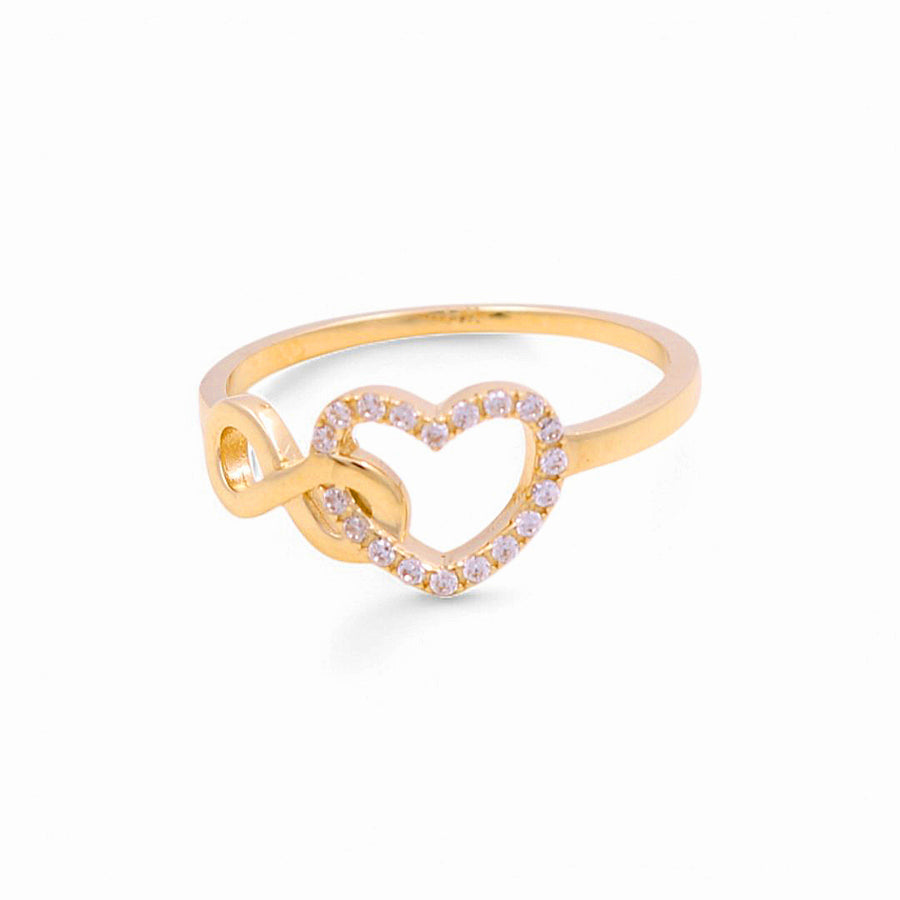 14K  Yellow Gold Heart and Infiniti with Cz Fashion Women's Ring