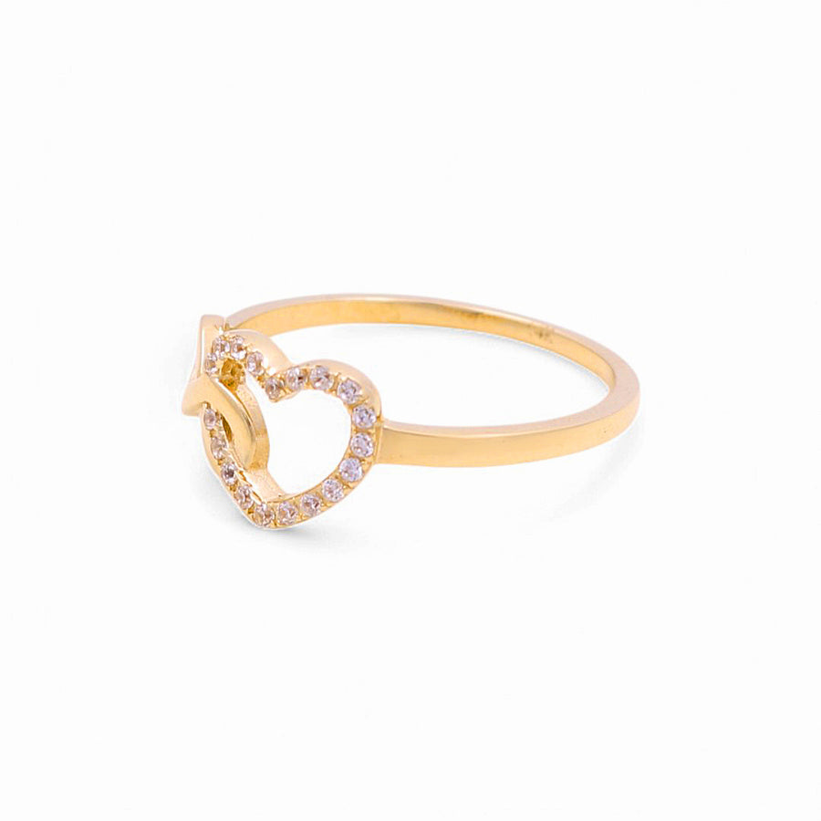 14K  Yellow Gold Heart and Infiniti with Cz Fashion Women's Ring