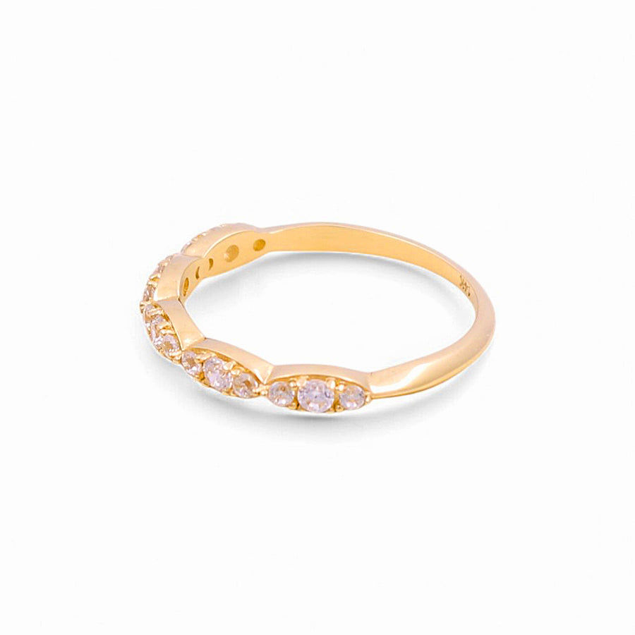 14K  Yellow Gold Band with White Cz Fashion Women's Ring