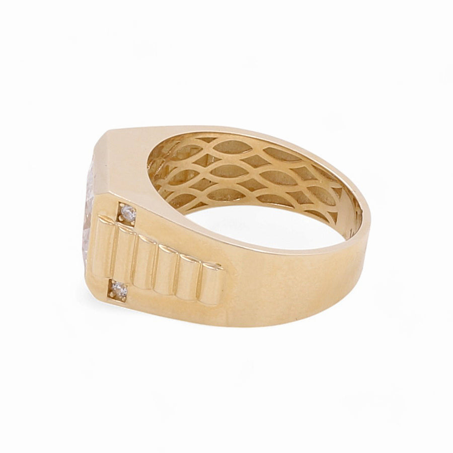 14K Yellow Gold Men's Contemporary Fashion Ring