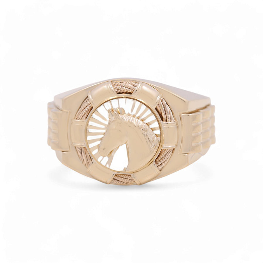 14K Yellow Gold Men's  Horse Fashion Ring