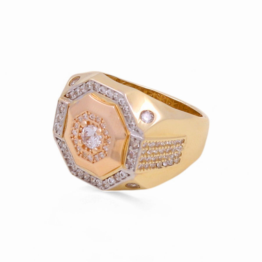 14K Two Tone Rose/Yellow Gold Men's Contemporary Fashion Ring