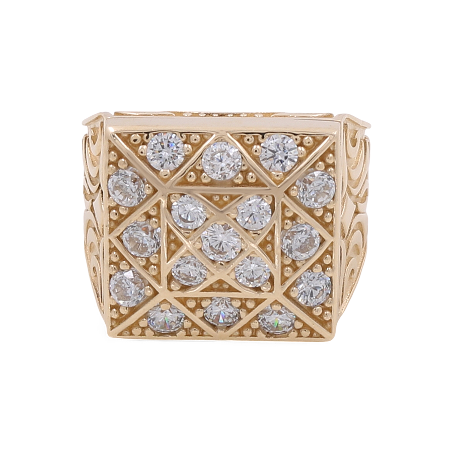 14K Yellow Gold Men's Square Fashion Ring