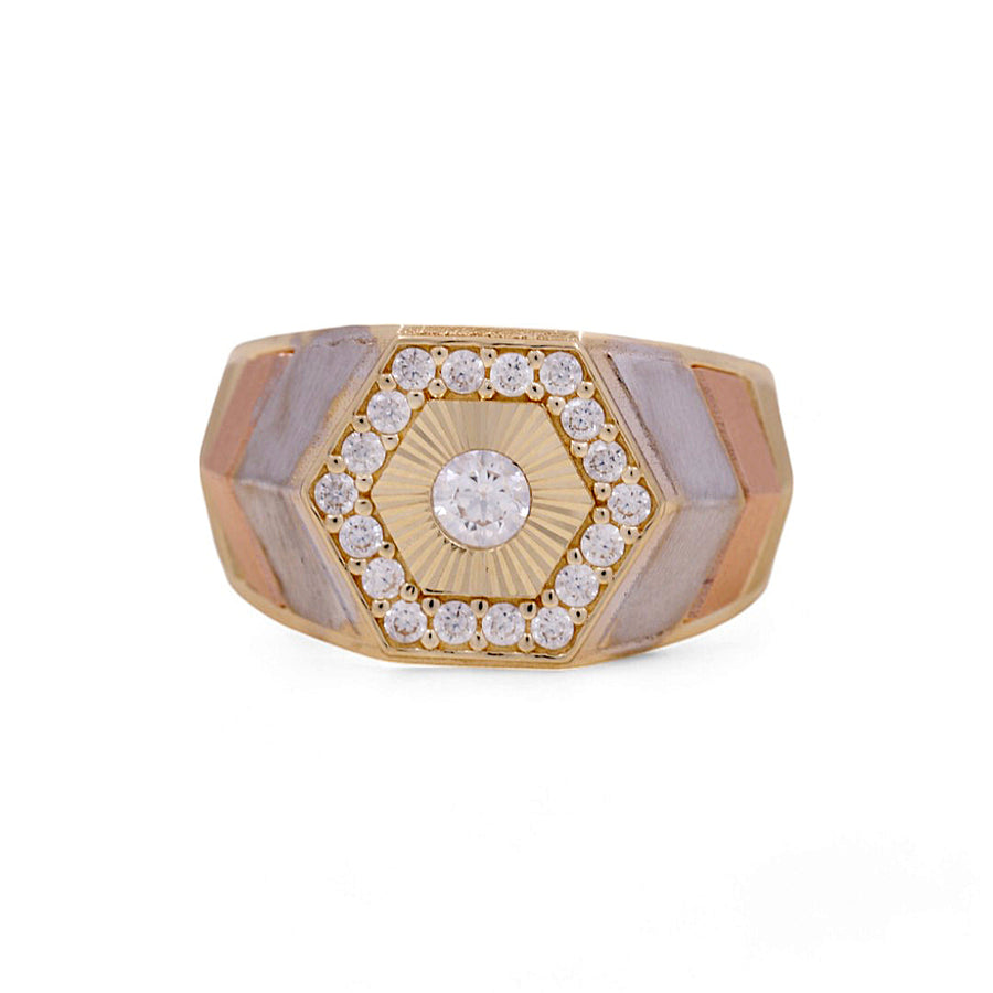 14K Tri-Color Gold Men's Fashion Ring