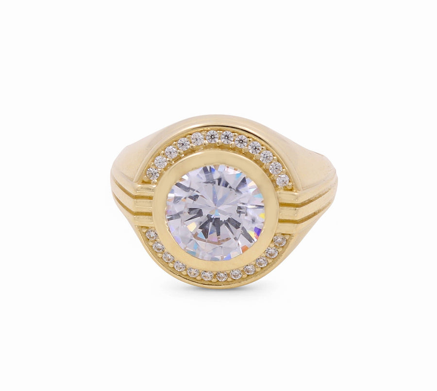 14K  Yellow Gold Round White Cz Fashion Ring