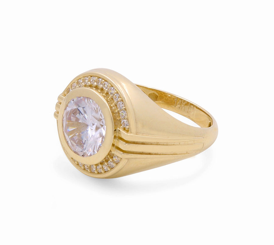 14K  Yellow Gold Round White Cz Fashion Ring