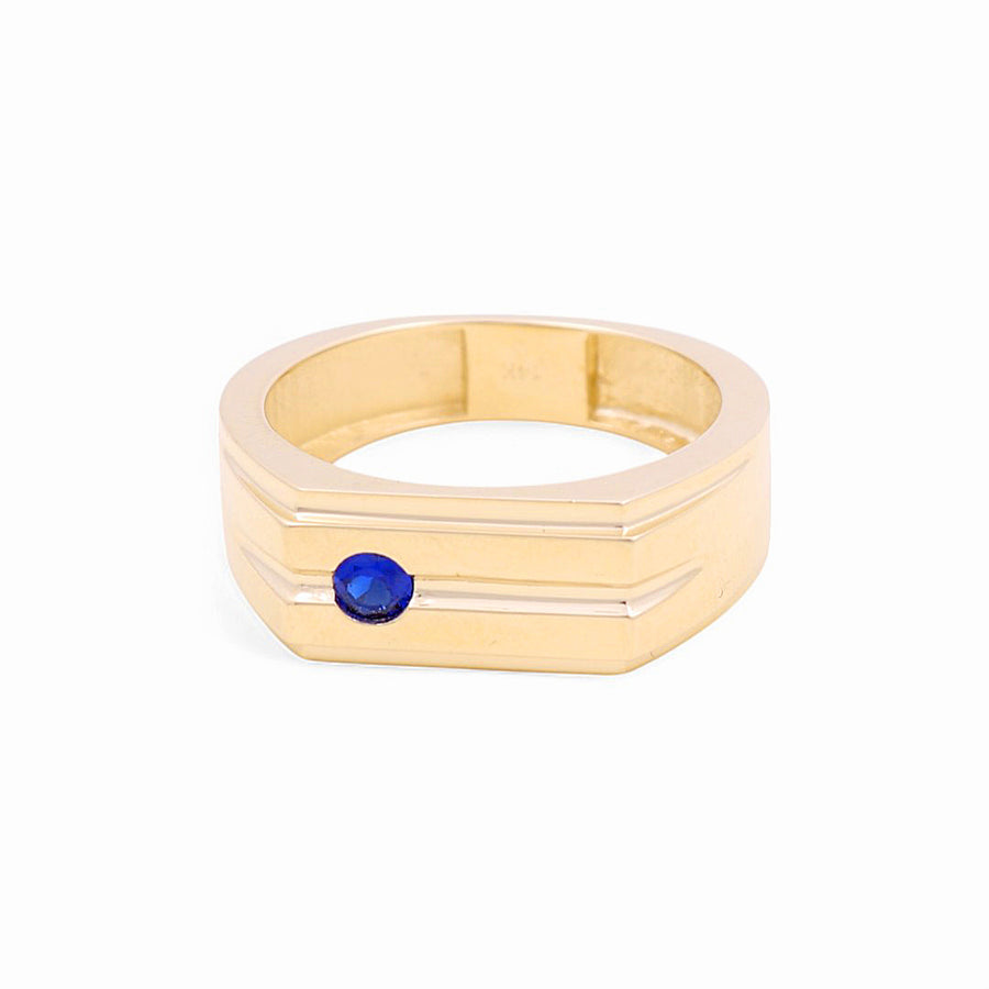 14K Yellow  Gold  Fashion Blue  Men's  Ring