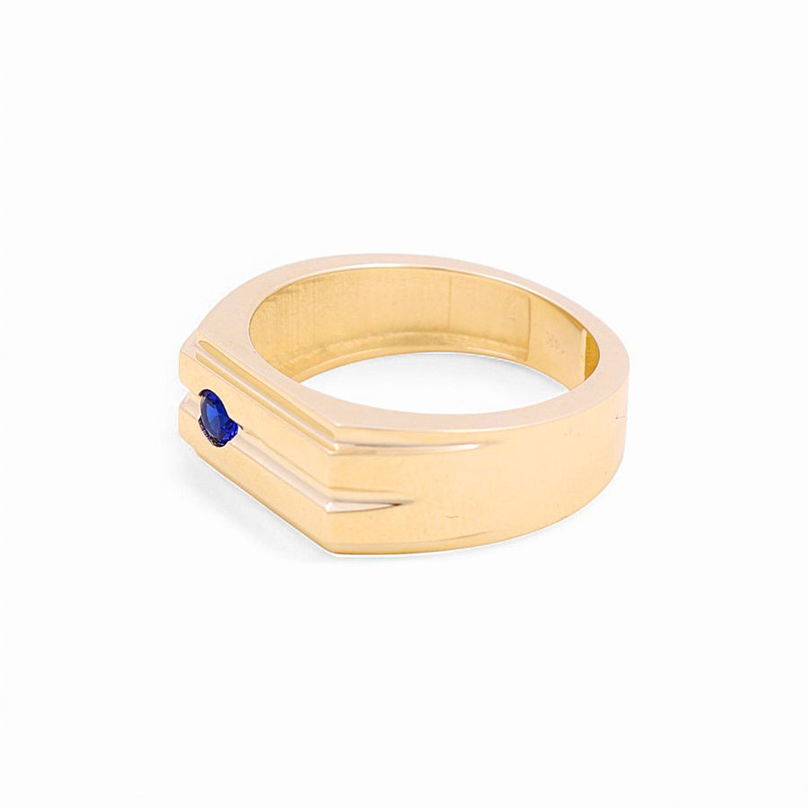 14K Yellow  Gold  Fashion Blue  Men's  Ring