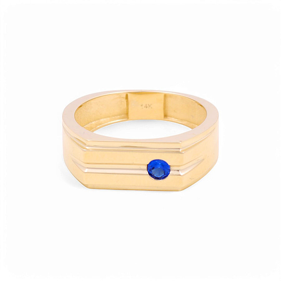 14K Yellow  Gold  Fashion Blue  Men's  Ring