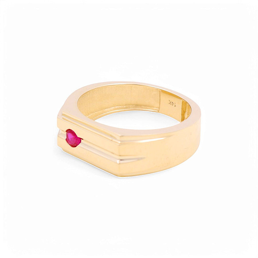 14K Yellow  Gold  Red Fashion  Men's  Ring