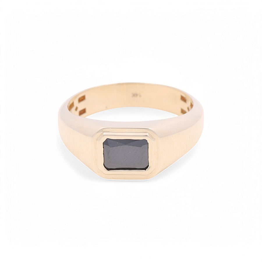 14K Yellow  Gold  Square Onix Fashion  Men's  Ring