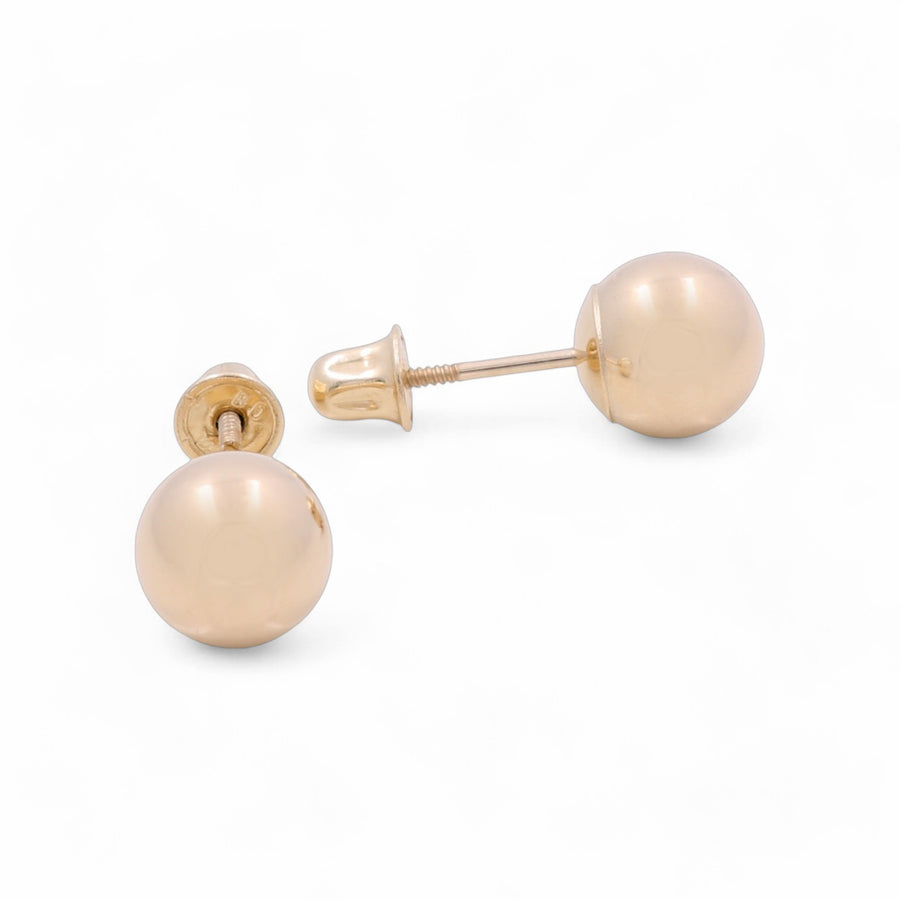 Miral Jewelry offers exquisite 14K Yellow Gold Pearl Button Earrings with secure screw-back closures, perfect for those seeking timeless elegance in women's pearl earrings.