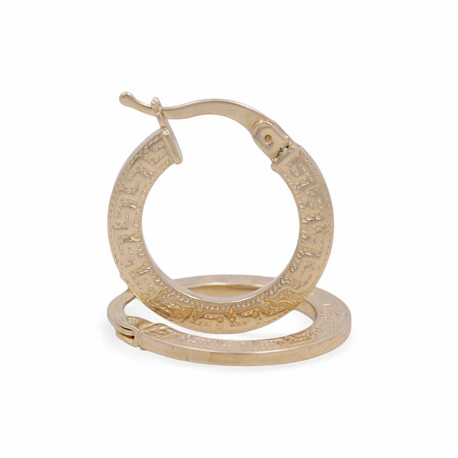 14K Yellow Gold Greek Hoop Earrings