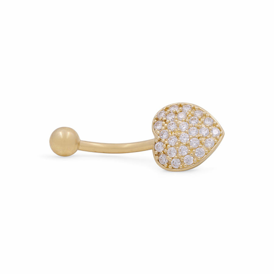 14K Yellow Gold Heart Piercing  with Cz Earrings