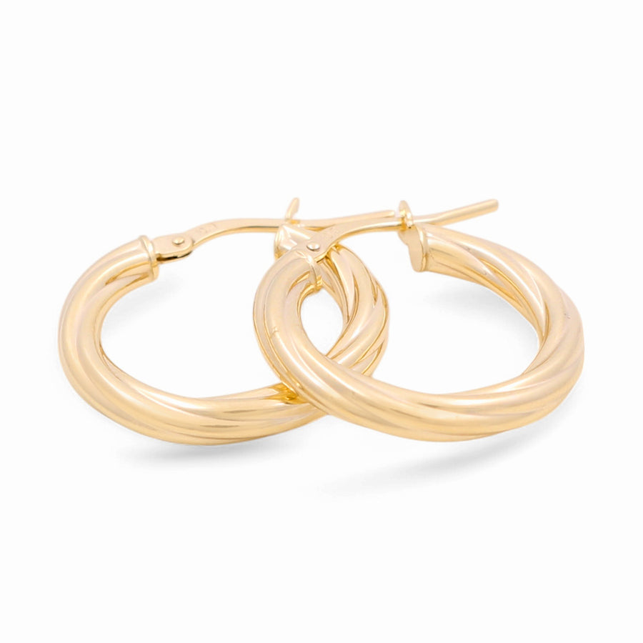 10K Yellow Gold Twisted Hoop Earrings