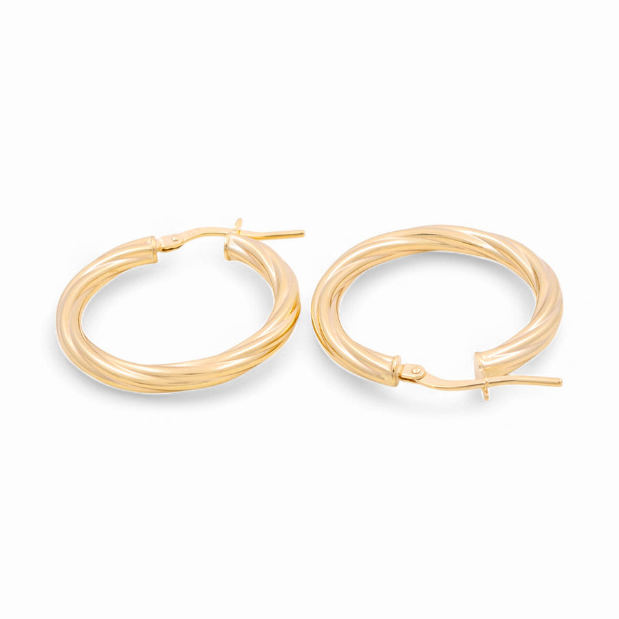 10K Yellow Gold Twisted Hoop Earrings