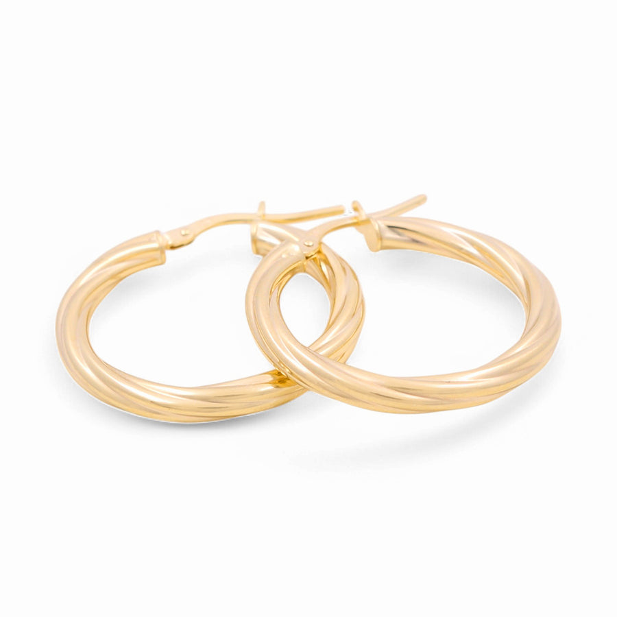 10K Yellow Gold Twisted Hoop Earrings