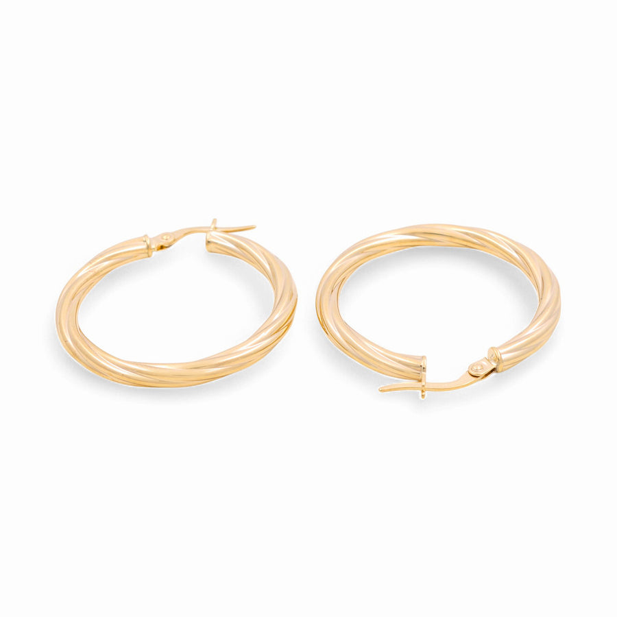 10K Yellow Gold Twisted Hoop Earrings