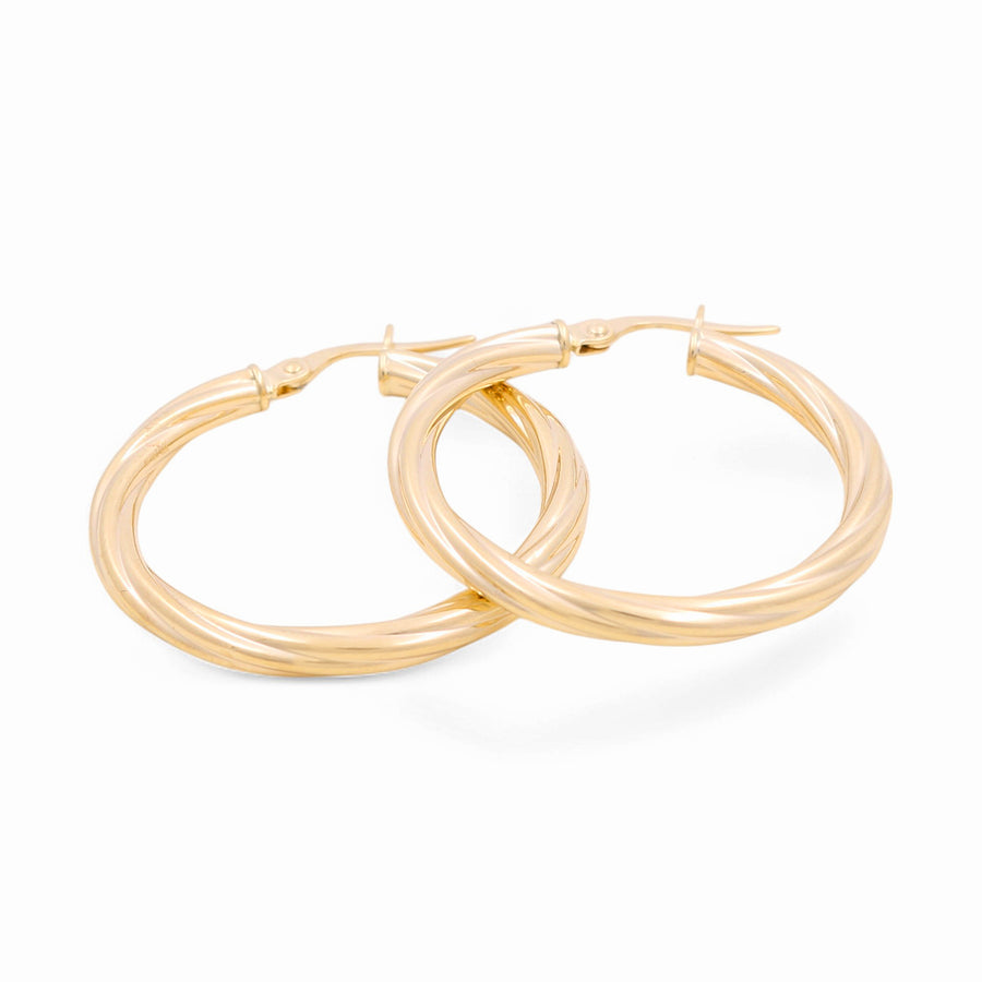 10K Yellow Gold Twisted Hoop Earrings