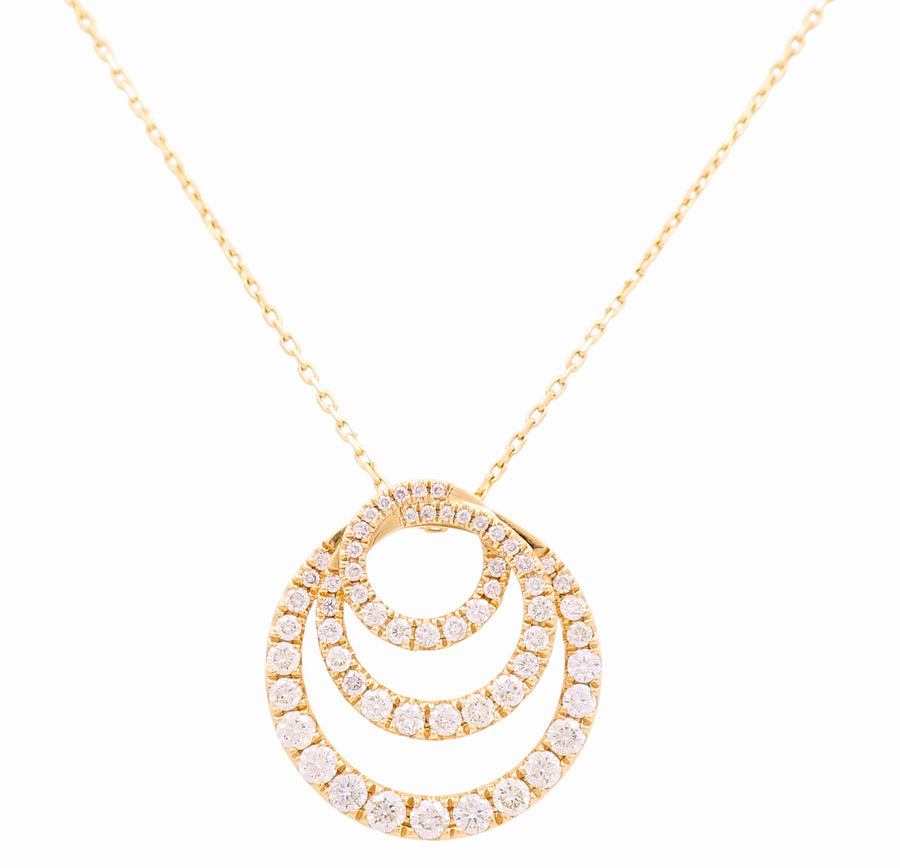 Yellow Gold Necklace with Round Diamond Pendant 14K with 0.90Tw Round Diamonds