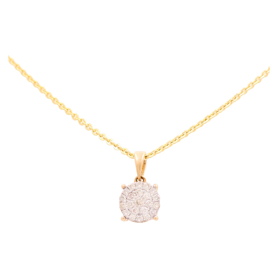 Yellow Gold Necklace with Round Diamond Pendant 10K with 0.25Tw Round Diamonds