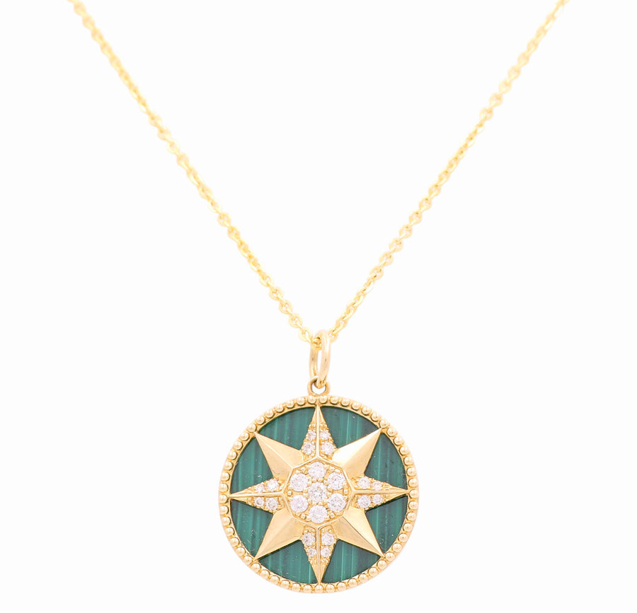 Yellow Gold Necklace with Star Pendant 14K with 0.30Tw Round Diamonds