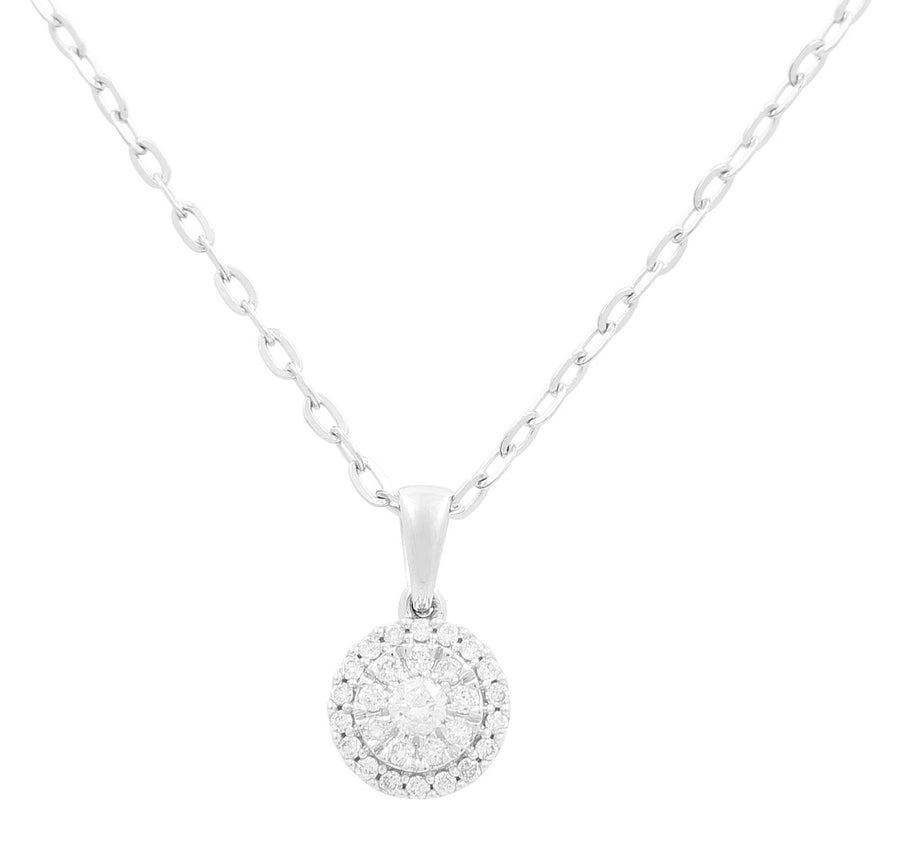 White Gold Necklace with Round Diamond Pendant 10K with 0.25Tw Round Diamonds