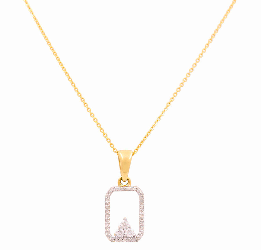 Yellow Gold Necklace with Fashion Diamond Pendant 10K with 0.20Tw Round Diamonds