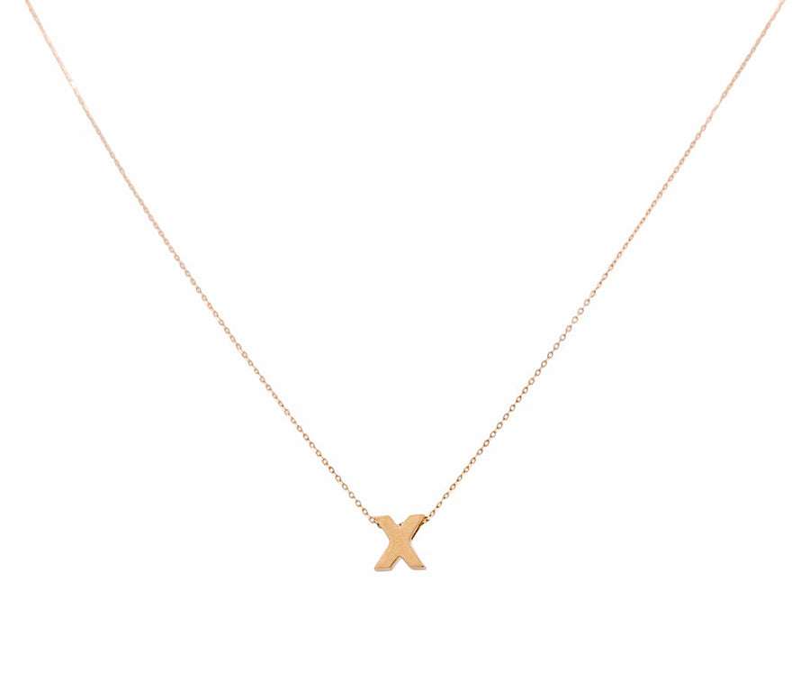 14K Yellow Gold  Women's  Necklace with Inicial X