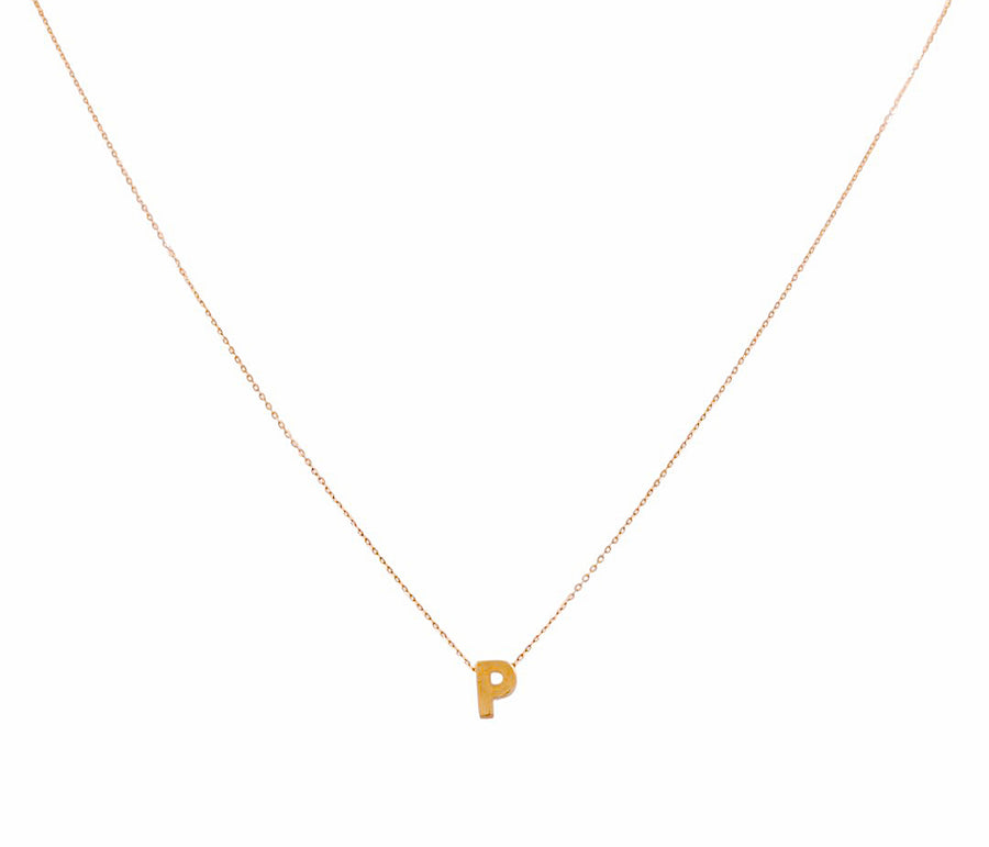 14K Yellow Gold  Women's  Necklace with Inicial P