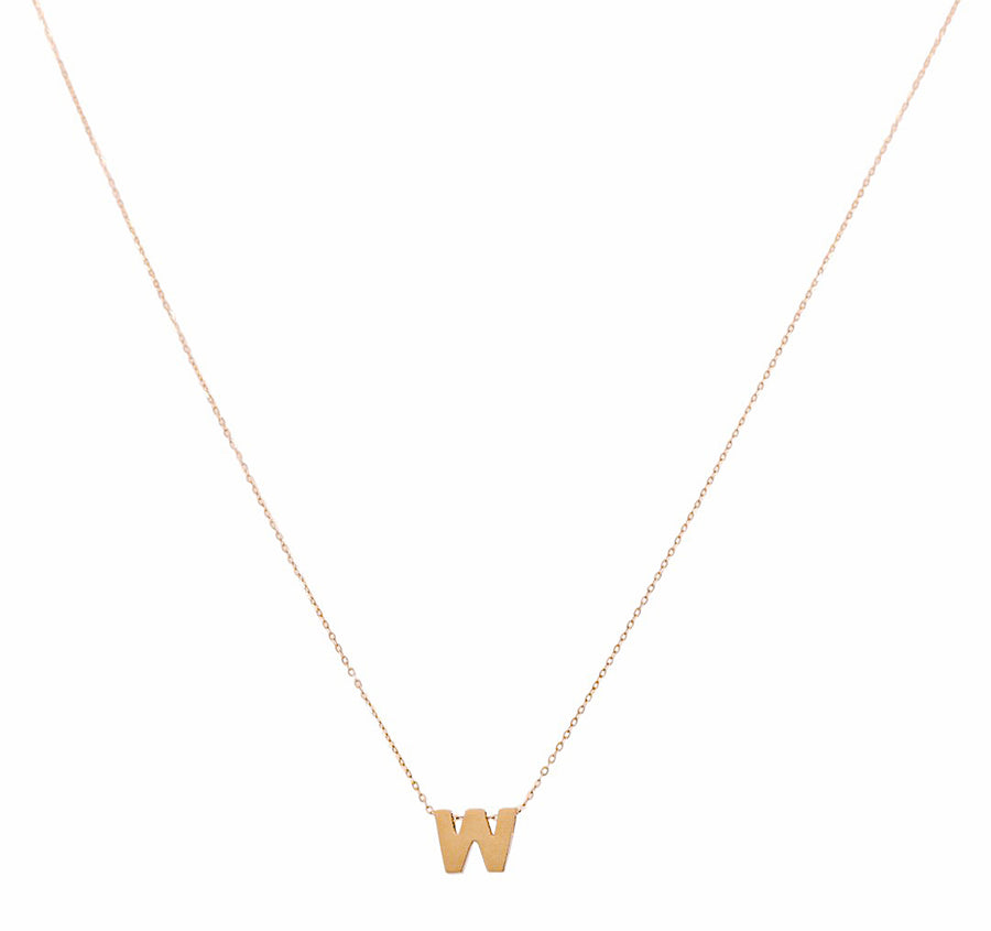 14K Yellow Gold  Women's  Necklace with Inicial W