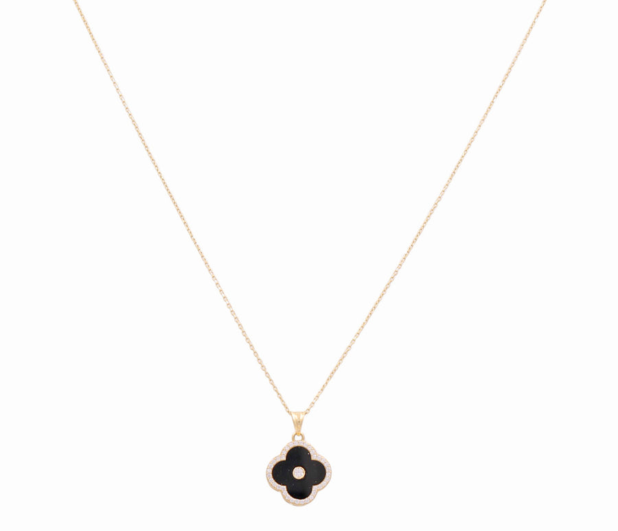 14k Yellow Gold  Black Clover  Women's Necklace