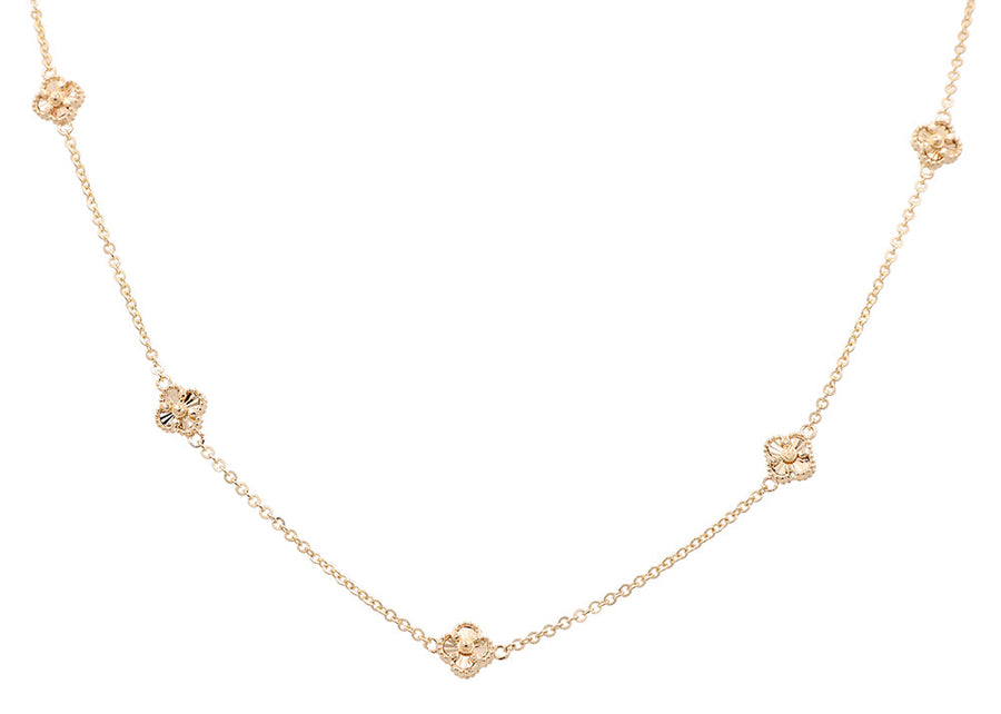 14K Yellow Gold Fashion Flower Women's Necklace