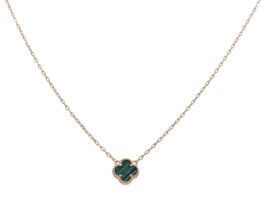 14K Yellow Gold Fashion Green Flower Women's Necklace