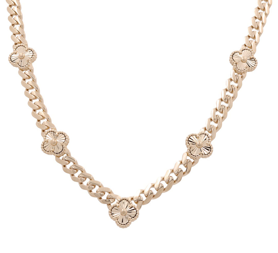 Yellow Gold 14K Monaco Necklace with 5 Flowers