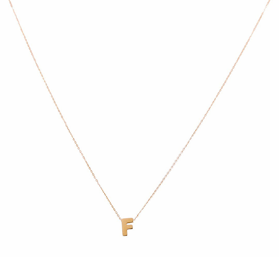 14K Yellow Gold  Women's  Necklace with Inicial F