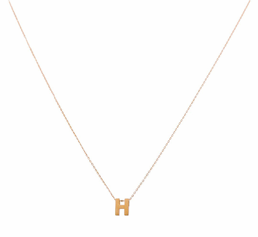 14K Yellow Gold  Women's  Necklace with Inicial H