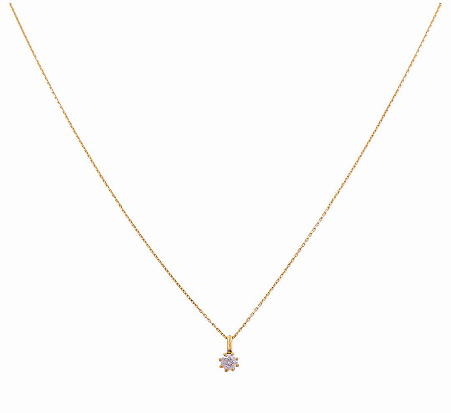 14K Yellow Gold Round Cz Women's  Necklace