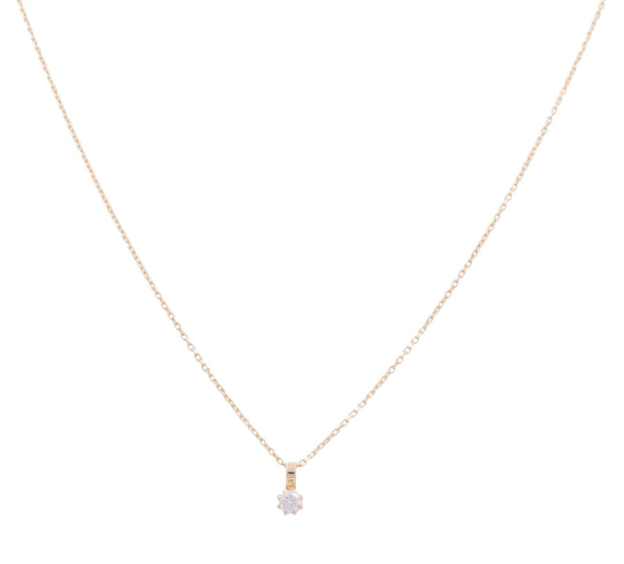 14K Yellow Gold Round Cz Women's  Necklace