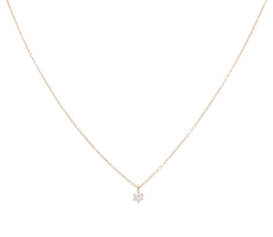 14K Yellow Gold Round Cz Women's  Necklace