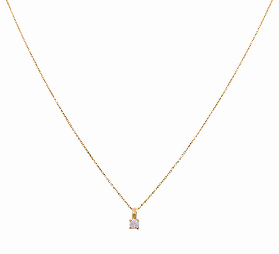 14K Yellow Gold Round Cz Women's  Necklace