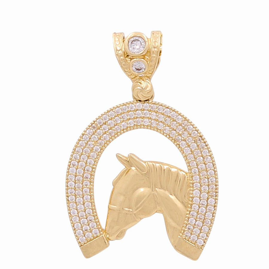 14K Yellow Gold Horse Pendant with Cz