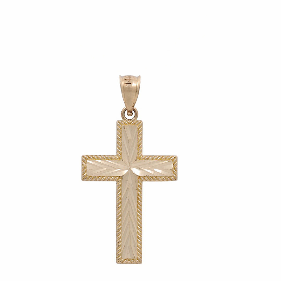 14K Yellow Gold Diamond Cut Cross Pendant