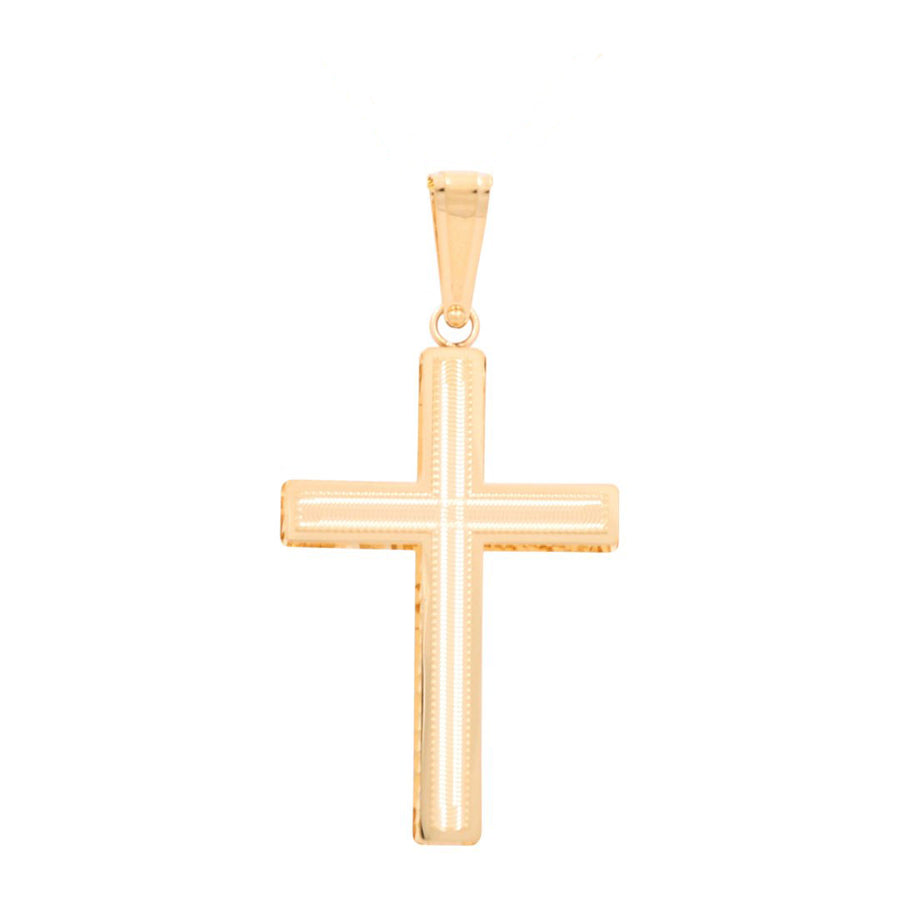 14K Yellow Gold Diamond Cut Cross Pendant