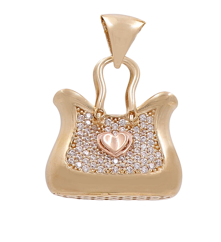 14K Yellow Gold Fashion Bag with CZ Women's Pendant