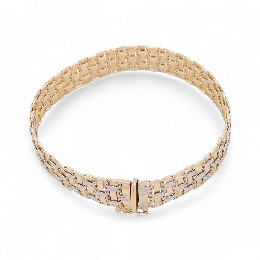 14K Gold Fashion Basketweave Women's Bracelet