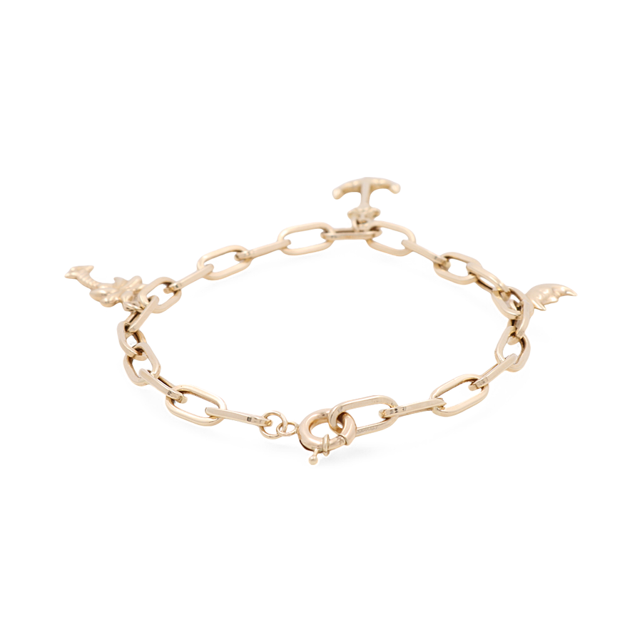 14K Yellow Gold Charms Bracelet