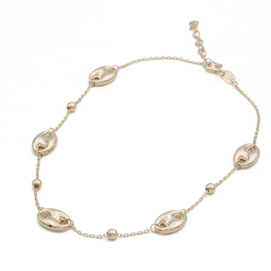 14K Yellow Gold Fashion Beads Ankle Bracelet