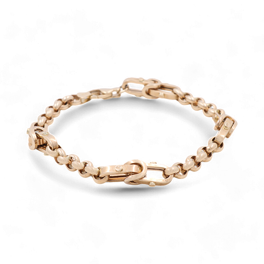 A fine jewelry piece from Miral Jewelry, the 14K Yellow Gold Fashion Links Bracelet features a clasp and alternating oval and round fashion links.