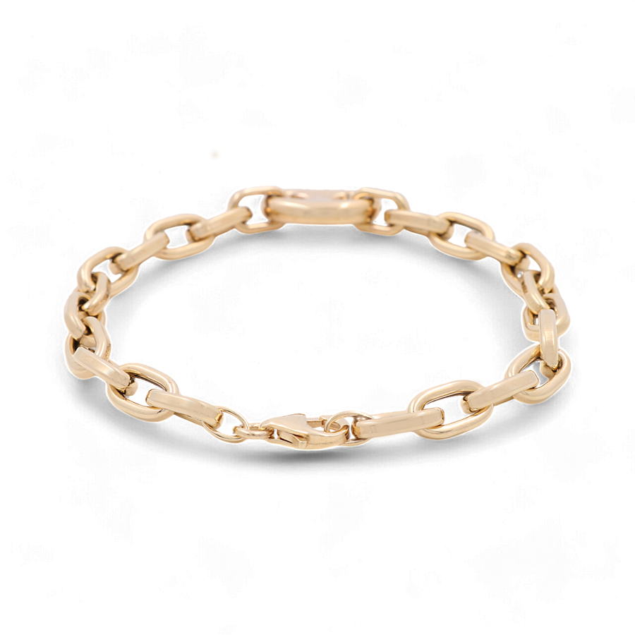 An elegant accessory, the Miral Jewelry 14K Yellow Gold Fashion Links Bracelet features luxurious oval links and a standard clasp, crafted from high-quality yellow and white gold for a sophisticated touch.